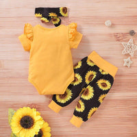 "Daddy's girl mommy's world" Sunflower Printed Baby Set - 4 Seasons Family