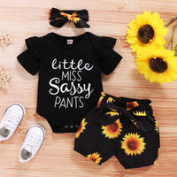 "Little miss sassy pants" Sunflower Short Baby Set - 4 Seasons Family