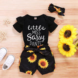 "Little miss sassy pants" Sunflower Short Baby Set - 4 Seasons Family